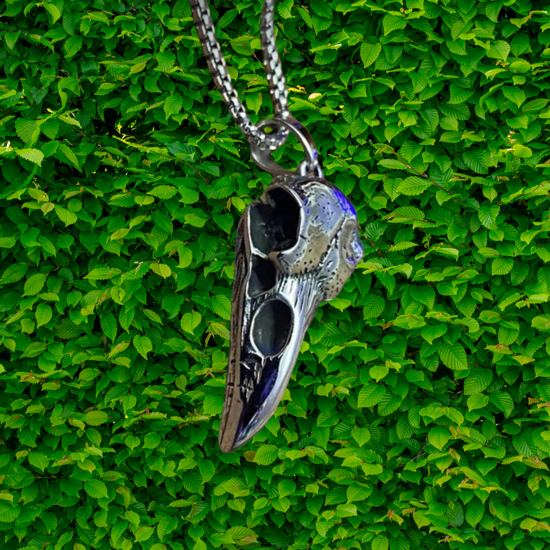 Viking Necklace - Heavy Raw Raven’s Skull