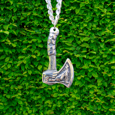 Thor Hammer Viking Necklace - Wolf Axe