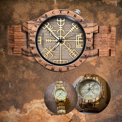 Premium Viking Aegishjalmur Wooden Watch