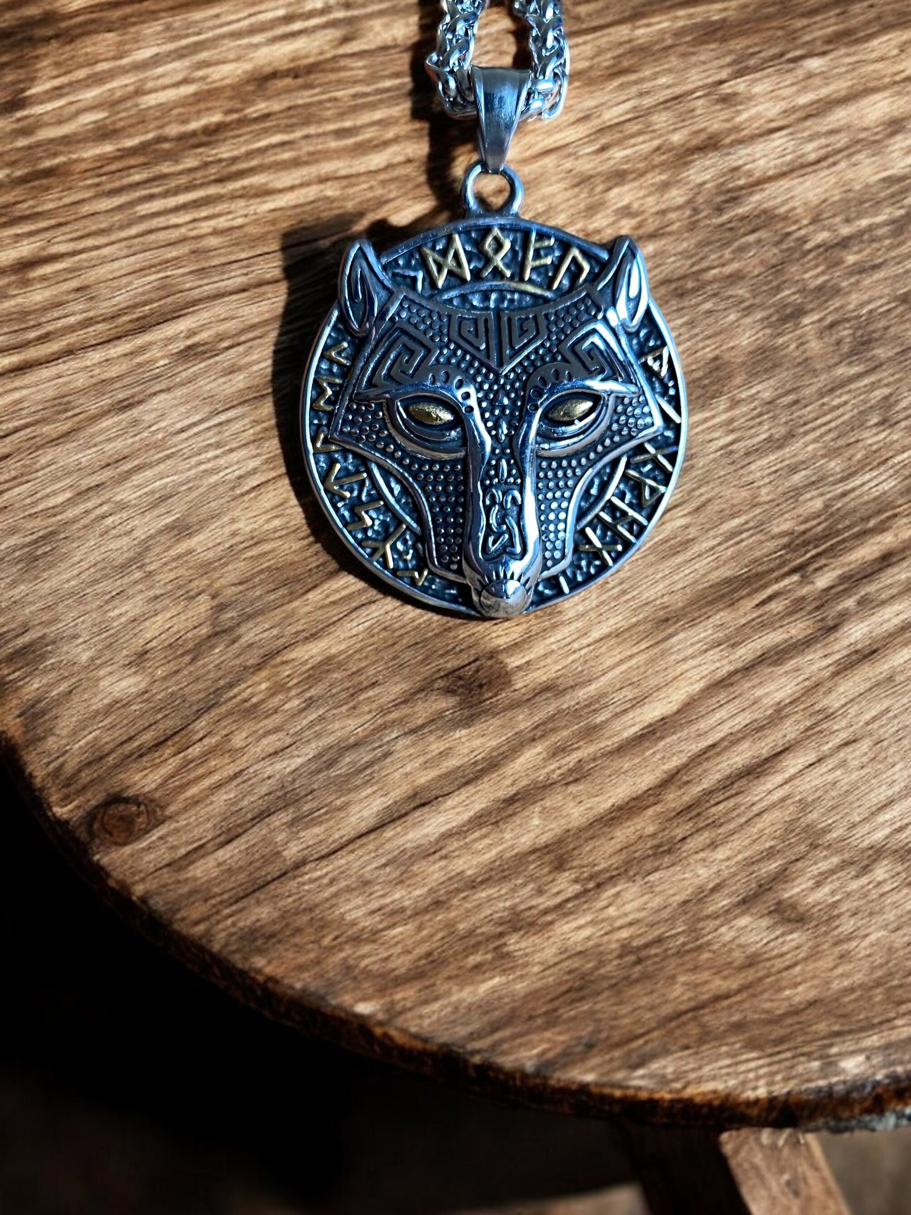 Mighty Fenrir Wolf Viking Pendant Necklace
