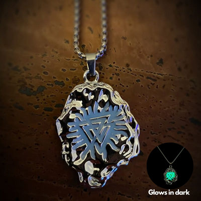 Luminous Valknut Stone Viking Necklace