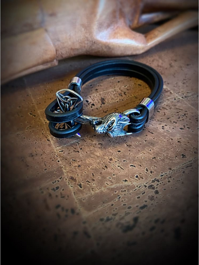 Viking Leather Bracelet - Wolf Fenrir