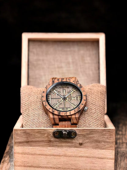 Premium Viking Aegishjalmur Wooden Watch