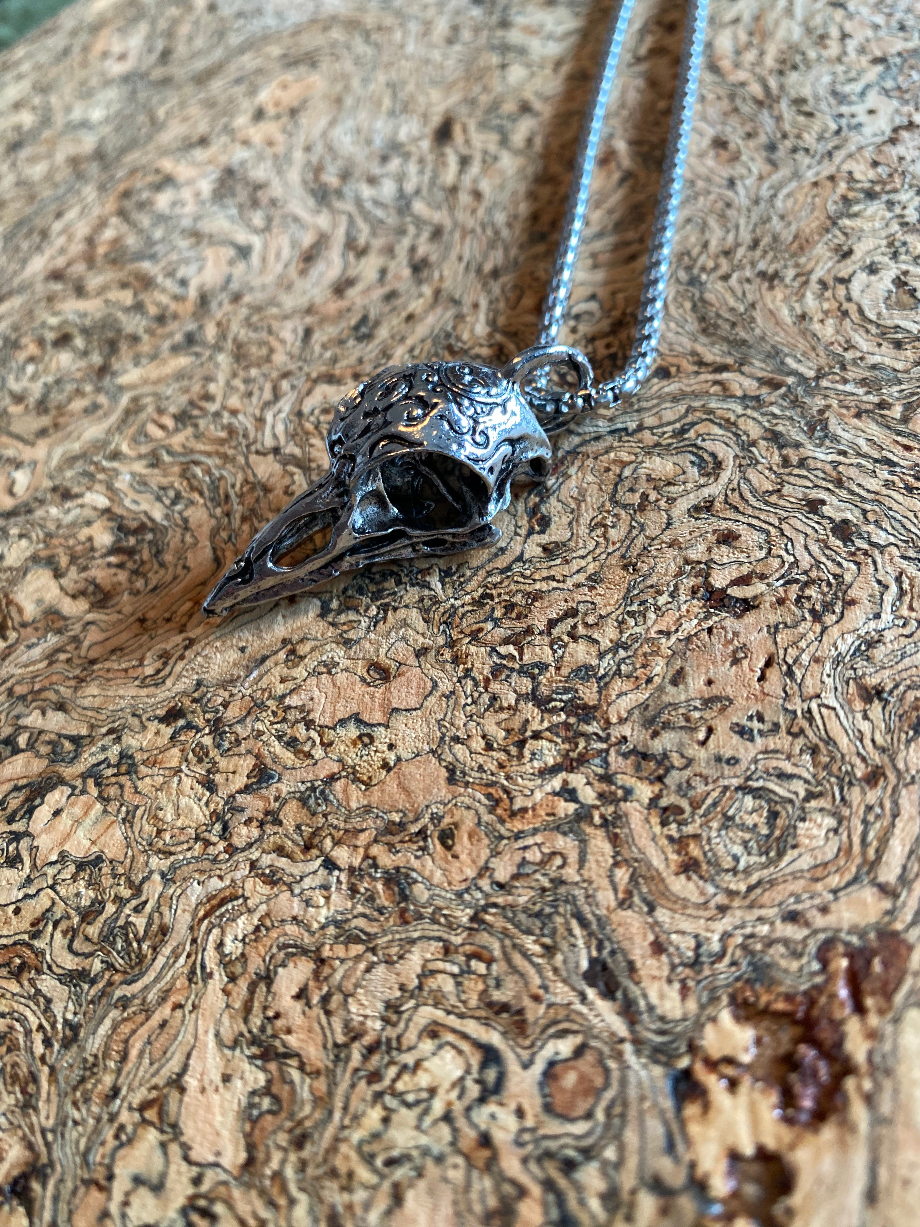 Viking Necklace - Rustic Ravens Skull
