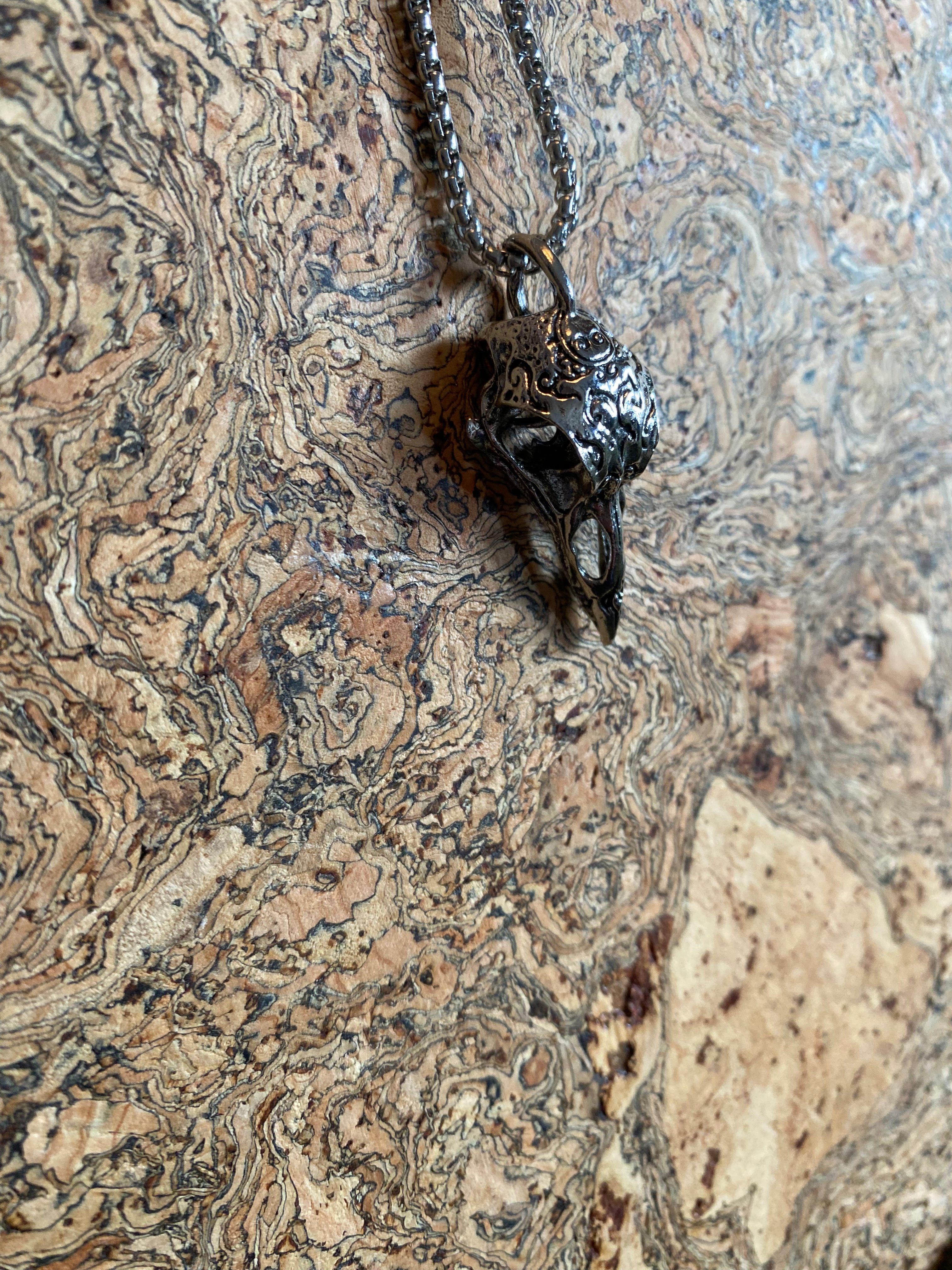 Viking Necklace - Rustic Ravens Skull