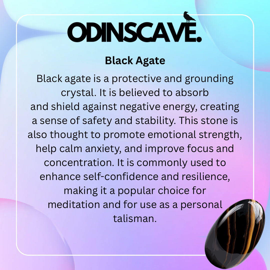 Black Agate Crystal Power Loop Necklace