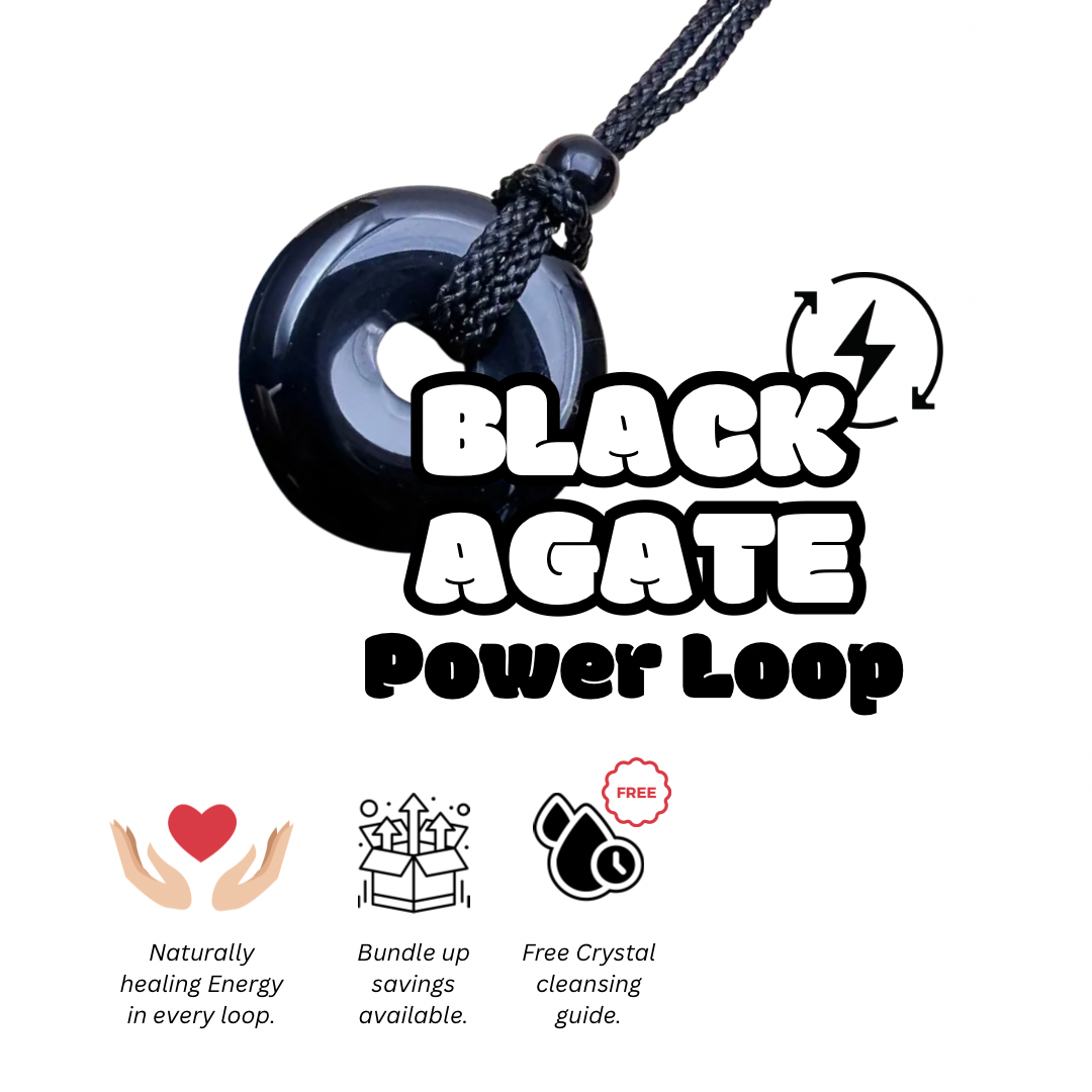 Black Agate Crystal Power Loop Necklace
