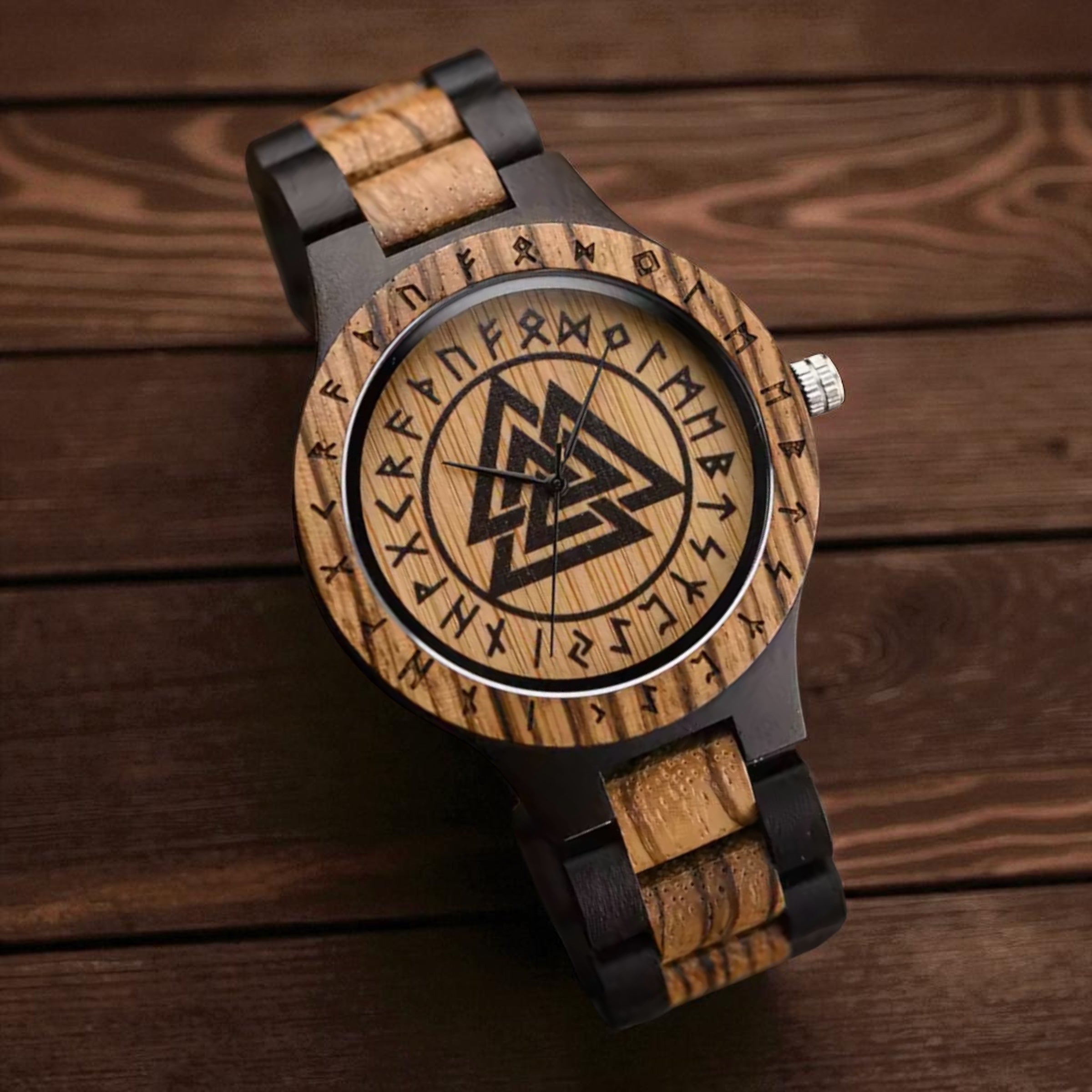 Premium Viking Valknut Wooden Watch