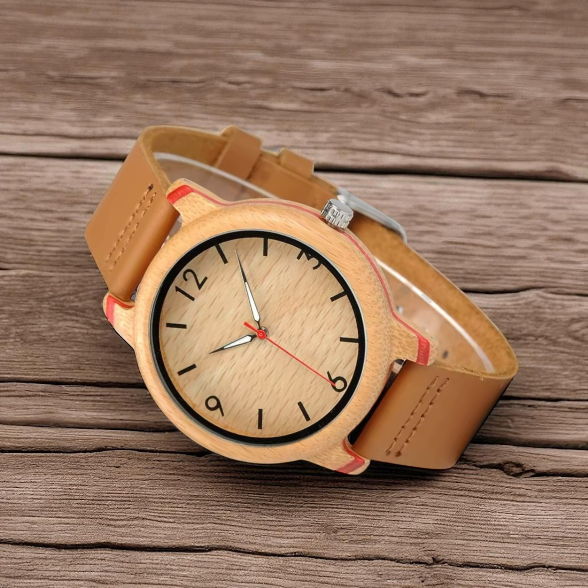 Hdur Leatherwood Simplistic Wooden Watch