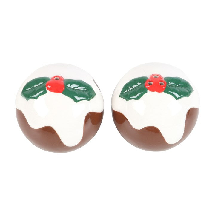 Festive Christmas Pudding Salt and Pepper Shaker Set