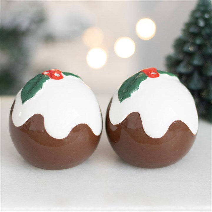 Festive Christmas Pudding Salt and Pepper Shaker Set