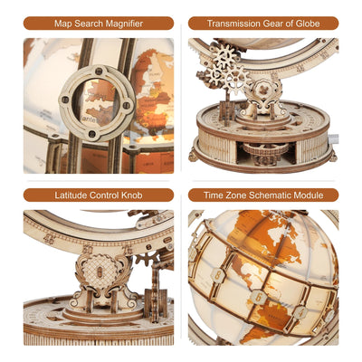 Premium Wooden World Globe Nordic Lamp