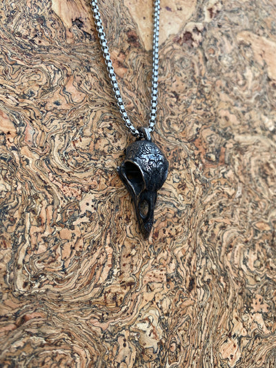Viking Necklace - Rustic Ravens Skull