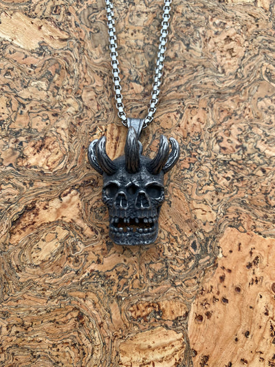Pagan Necklace - Double Headed Skull