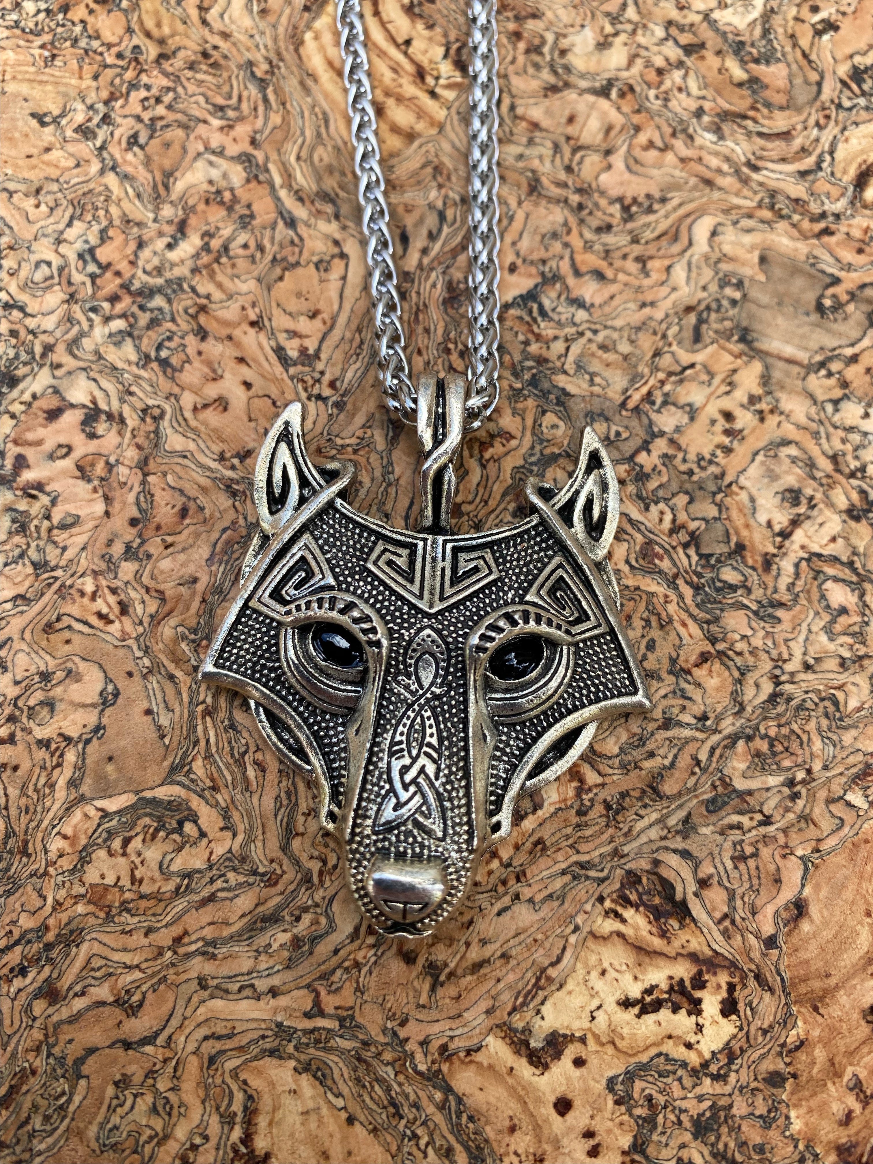 Viking Necklace - Classic Fenrir Wolf On Slimline Leather Or Silver Chain
