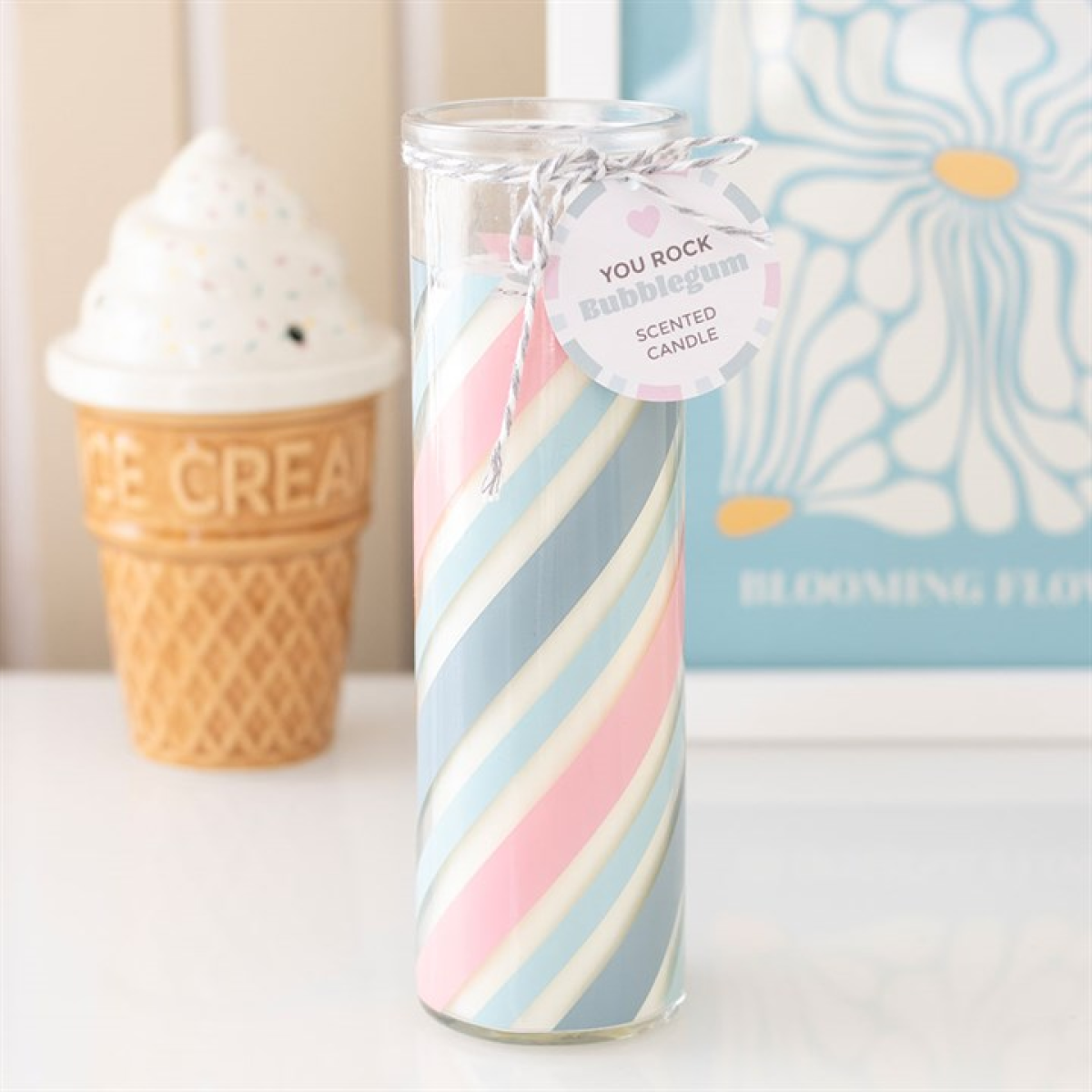 Retro Candy Striped Bubblegum Candle