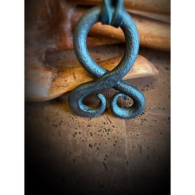 Hand Forged Troll Cross Necklace With Leather Cord