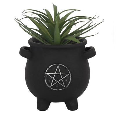 Black Pentagram Cauldron Plant Pot