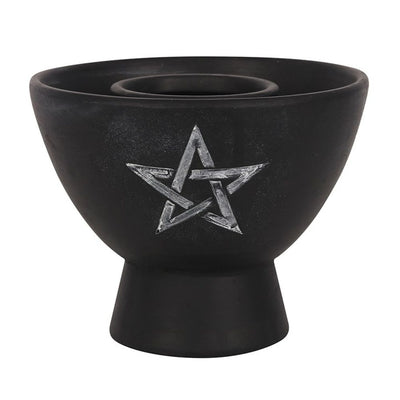 Black Pentagram Terracotta Pagan Smudge Bowl