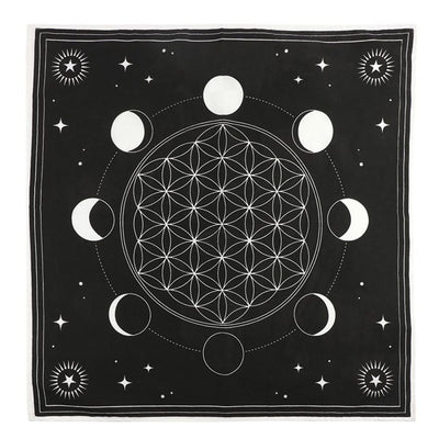 Iconic Moon Phase Crystal Grid Altar Cloth